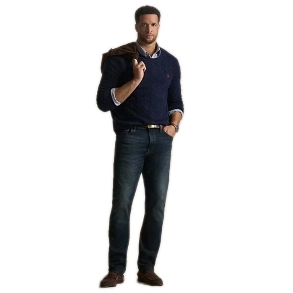 POLO RALPH LAUREN Hampton Relaxed Straight Jeans Mens 44Bx34 Blue Stretch Denim - Picture 7 of 12